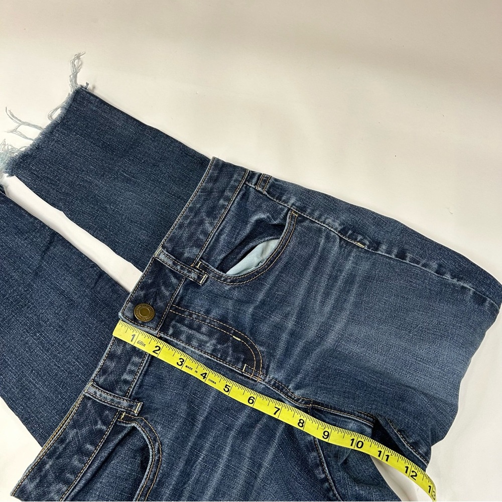 Y2K American Eagle Women’s Size 8 Jegging Jeans Dark Wash Raw Hem Stretch #0537 - Picture 4 of 11